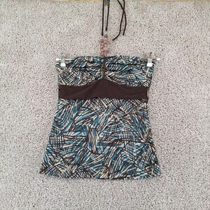 Style Me Halter Top Womens Large Multicolor Geometric Beaded Y2K Chic